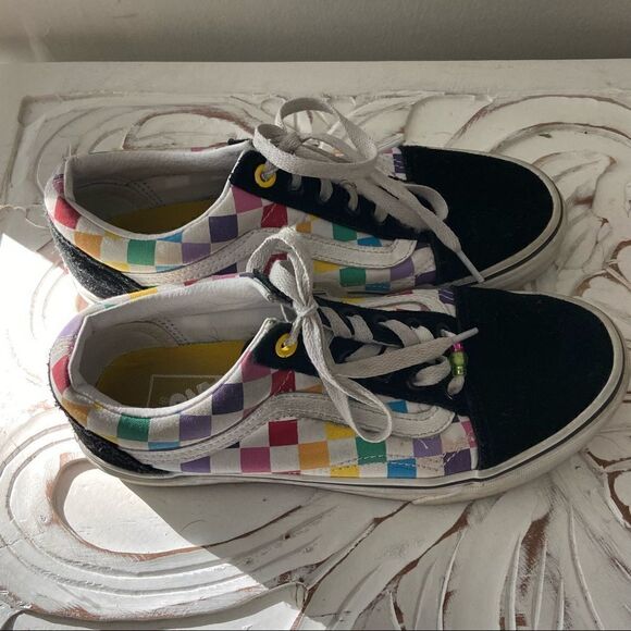 Vans Old Skool rainbow checker womens 6.5 - Picture 1 of 8